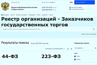 База реестр организаций заказчиков гос торгов Телеф, email, руководит