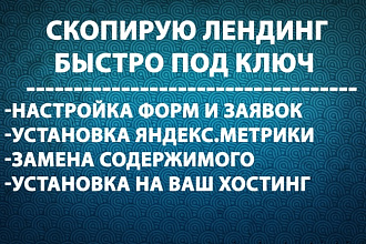 Скопирую любой лендинг и настрою под ключ