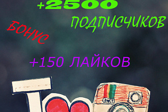 2500 живых подписчиков instagram +150 лайков 3 поста бонусом