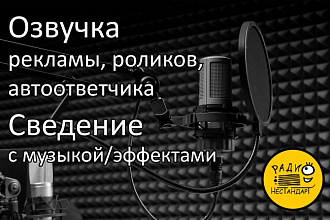 Озвучка рекламы, роликов, автоответчика, сведение с музыкой