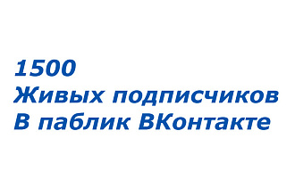 1500 живых подписчиков в паблик ВКонтакте