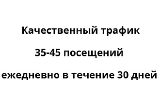 Качественный трафик 35-45 посещений ежедневно на 30 дней до 5 мин
