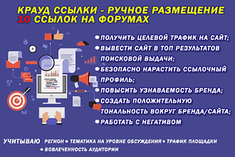 Ручное размещение 10 ссылок на форумах