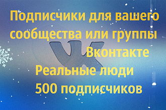 Раскрутка Вконтакте - 500 живых подписчиков