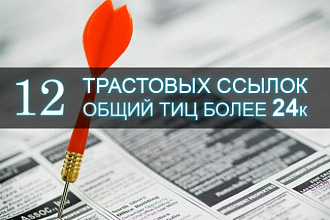 12 ссылок с трастовых сайтов, общий тиц 24к+