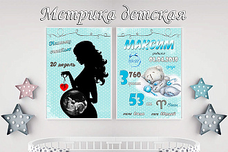 Сделаю детскую метрику, постеры