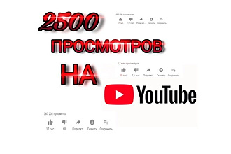 2500 просмотров в YouTube горантированно