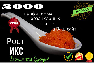 Размещение 2000+ безанкорных профильных ссылок на Ваш сайт