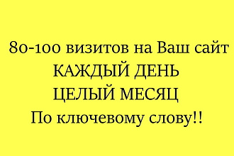 80-100 посетителей на Ваш сайт по ключевому слову