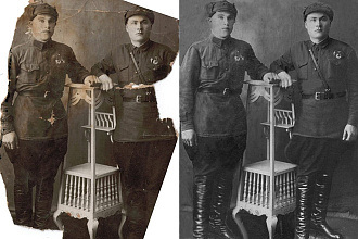 Реставрация и колоризация старых черно-белых фото, ретушь
