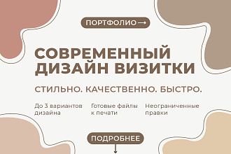 Современный дизайн визитки. Готовый файл для печати