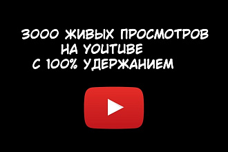 3000 Живых просмотров на YouTube c полным удержанием видео
