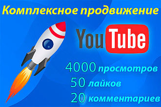 Комплексное продвижение. 4000 просмотров. 50 лайков. 20 комментариев