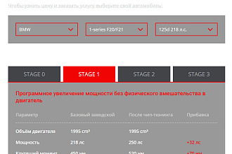 Калькулятор чип тюнинга для сайта