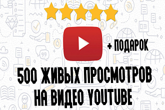 500 живых просмотров на видео Youtube + до 200 лайков и комментов