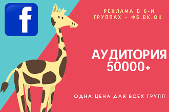 Рекламный пост в FB, VK, OK - аудитория 50000+
