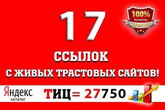17 ссылок с трастовых посещаемых сайтов ТИЦ 27750)