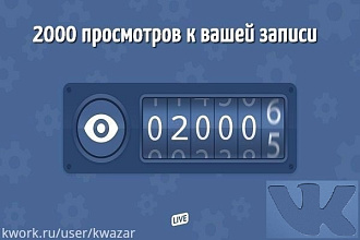 Продвину 2000 просмотров к вашей записи Вконтакте