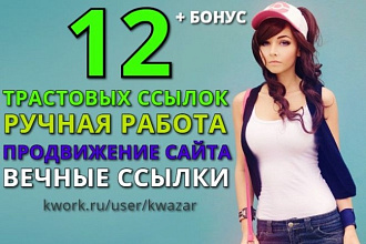 Размещу 12 вечных ссылок с трастовых сайтов, ручная работа + бонус