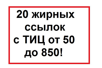20 жирных ссылок с профилей с ТИЦ от 50 до 850. Средний ТИЦ 225
