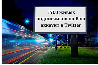 1700 подписчиков на Ваш аккаунт Twitter