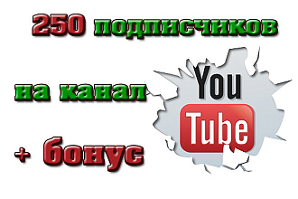 250 подписчиков на YouTube канал плюс бонус