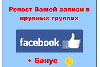 Рассказать друзьям в Facebook - Репост Вашей записи в крупных группах