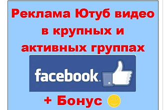 Реклама на Фейсбук Ютуб-видео в крупных активных группах