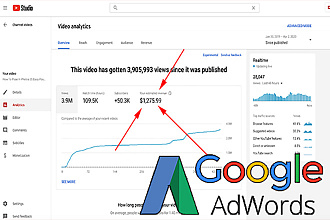 Просмотры YouTube с Google AdWords 1000 за 500р