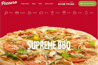 Шаблон WordPress фастфуд,ресторан PIZZA. Для заказа еды Онлайн