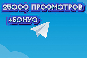 25000 просмотров постов в Телеграм канале или группе + бонус