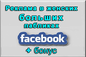 Продвижение, реклама в женских пабликах FB + бонус