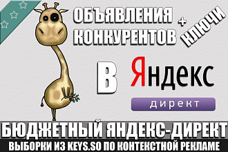Объявления и ключи конкурентов в Яндекс-Директ от Жирафика из keys. so