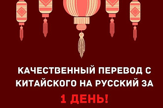 Предлагаю вам качественный перевод с китайского на русский