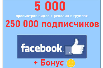 Цель просмотры видео Фейсбук - 5 000 + реклама в крупных сообществах