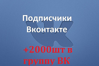 2000 подписчиков для пабликов, групп ВК