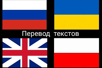 Переведу текст любого объёма с и на английский, украинский, польский