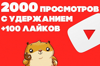 2000 просмотров видео с удержанием +100 лайков на YouTube