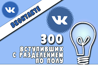 300 подписчиков в ВКонтакте с возможностью выбрать пол