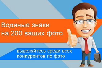 Нанесение водяного знака watermark любой сложности на 200 фотографий