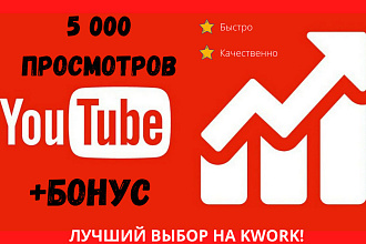5 000 просмотров Вашего видео в YouTube+Бонусы. Быстро, Без списаний