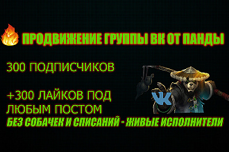 300 живых участников-подписчиков и лайков в группу ВКонтакте