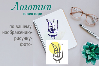 Отрисовка в векторе логотипа по вашему эскизу