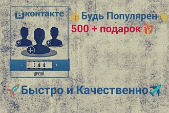 Подписчики на страницу ВК 500 + подарок