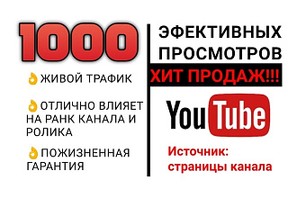 1000 живых просмотров идеального качества. Вечная гарантия
