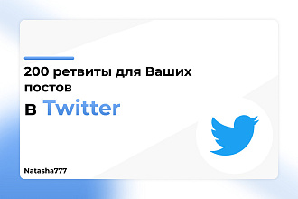Ретвиты для ваших постов в Twitter 200 Штук
