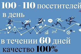100-110 посетителей на сайт ежедневно в течение 60 дней