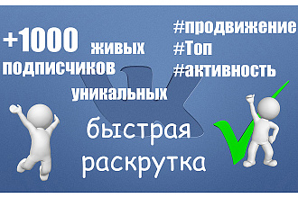 Раскрутка вашей группы Вконтакте 1000 живых подписчиков, без ботов