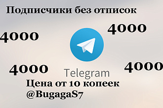 4000 Подписчики на канал телеграм и в чат. Без отписок. Онлайн