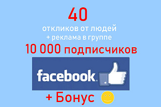 Написать комментарий в Фейсбук к посту - Сделаем 40 откликов от людей